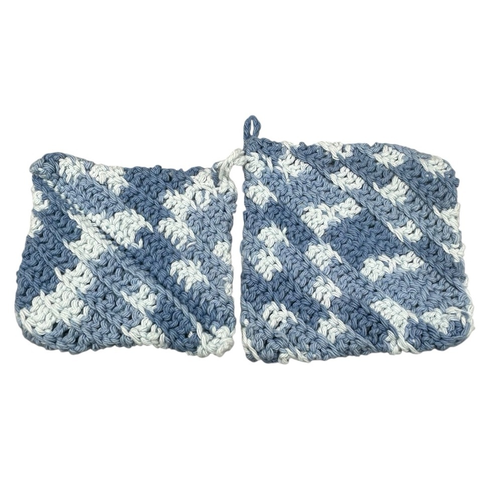Handmade Crocheted Yarn Pot Holders – Set of 2, Thick Hot Pads, Kitchen Decor